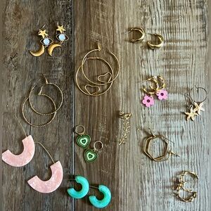 ✨Lot of 12 Sets of Fashion Colorful/ Gold Earrings. Backs Included on Some.✨